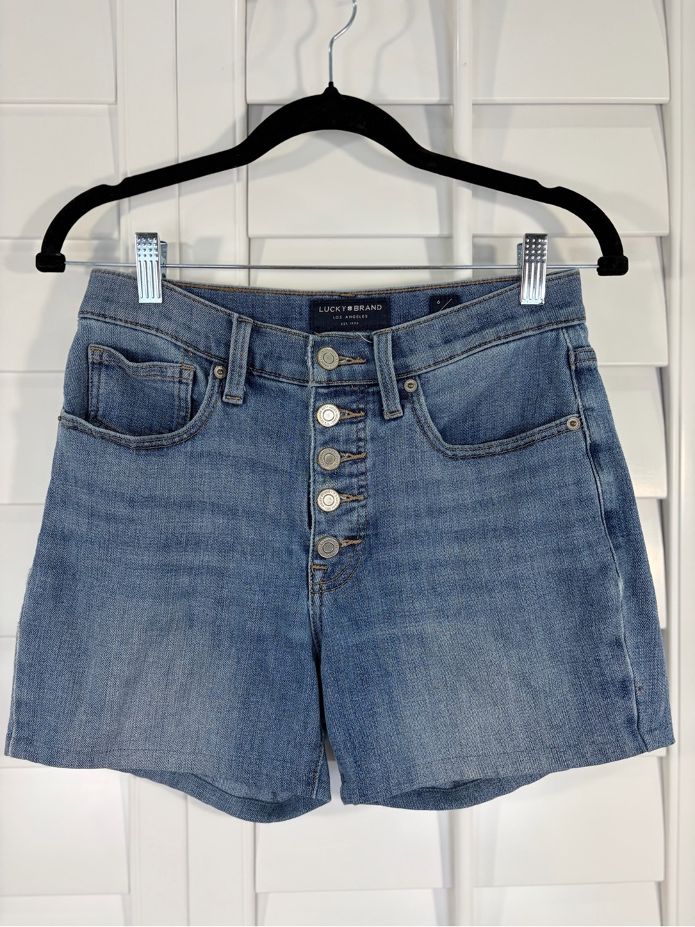 Lucky Brand 5" High-Rise Button-Fly Denim Shorts (6/28)